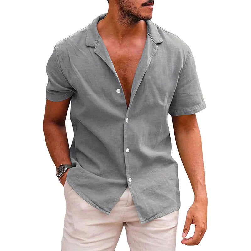 Men's Casual Button Down Short Sleeve Linen Top in 8 Colors - Wazzi's Wear