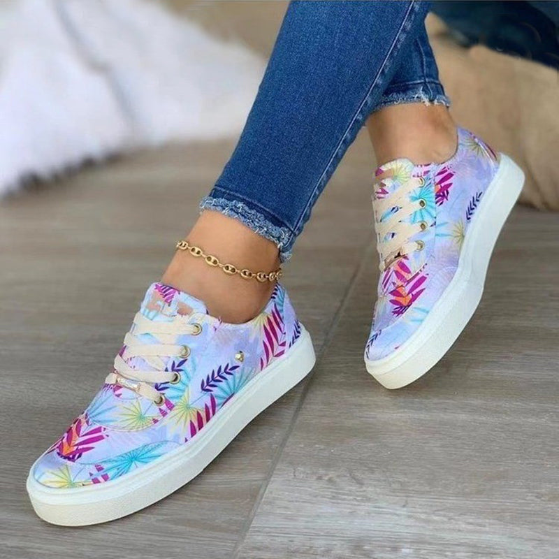 Leaf Print Canvas Sneakers                                                                           