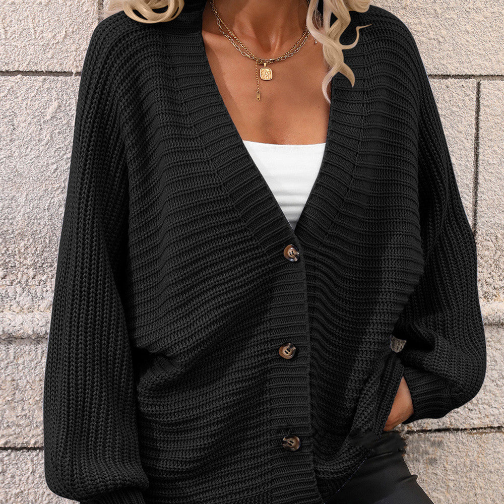 Women's Knit V-Neck Button Cardigan Sweater in 6 Colors S-XL - Wazzi's Wear