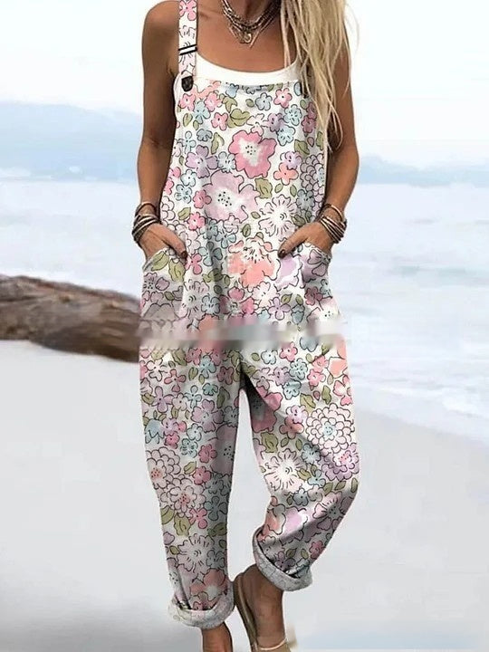 Women's Floral Element Print Fashion Casual Women's Jumpsuit