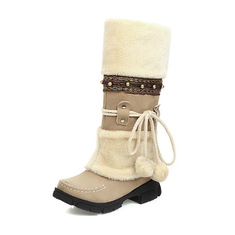 Women's Mid Calf Suede Snow Boots in 4 Colors - Wazzi's Wear