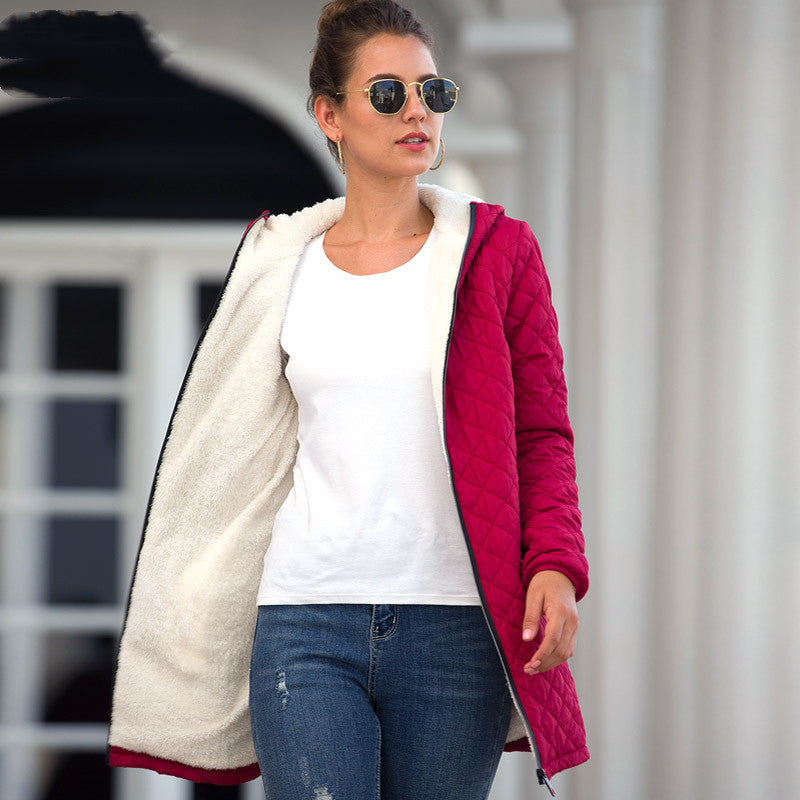 Women’s Hooded Long Sleeve Coat with Zipper and Pockets S-2XL - Wazzi's Wear