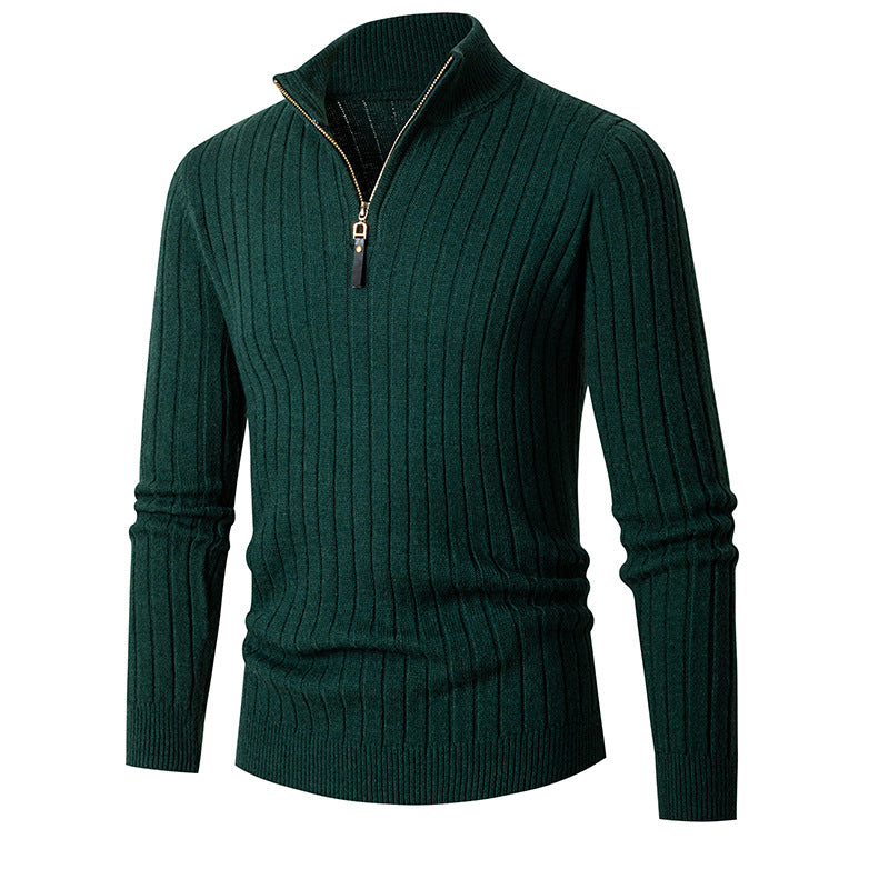 Men's Long Sleeve Half-Turtleneck Zip-Up Sweater in 5 Colors M-3XL - Wazzi's Wear