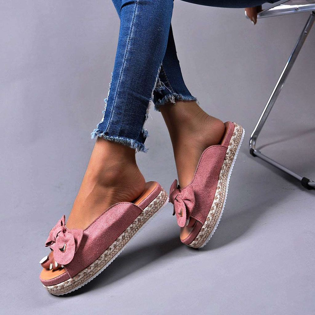 Women's Summer Slip-On Sandals with Bow in 5 Colors