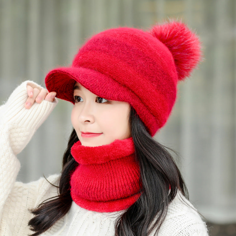 Women’s Knit Toque with Brim and Matching Scarf 2-Piece Set in 7 Colors - Wazzi's Wear