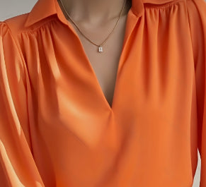 Satin Pleated Long Sleeve Top Womens