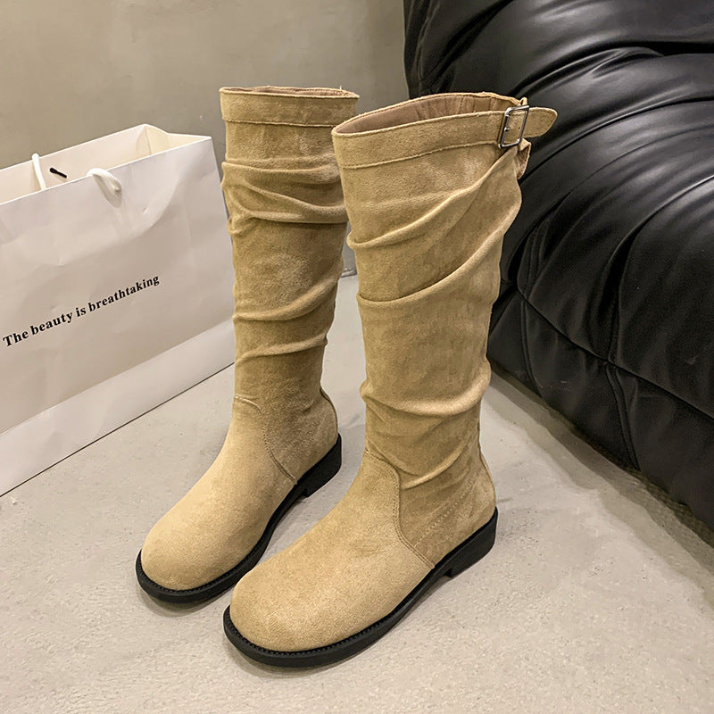 Womens Slim-fit High-top Boots For Fall And Winter
