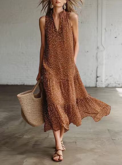 Women's Polka-Dot Sleeveless Dress