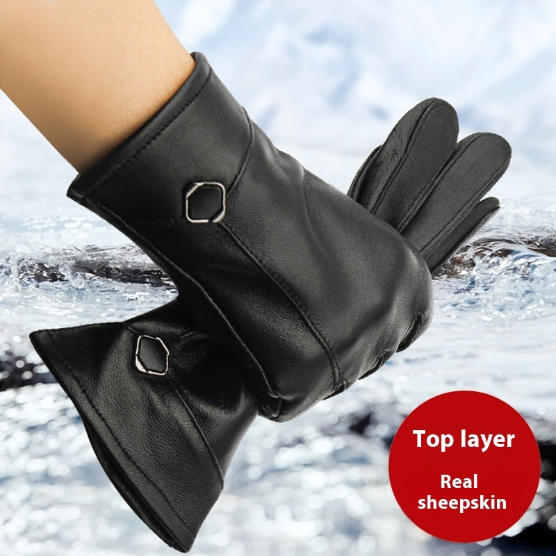 Women's Leather Fleece-Lined Touch Screen Gloves