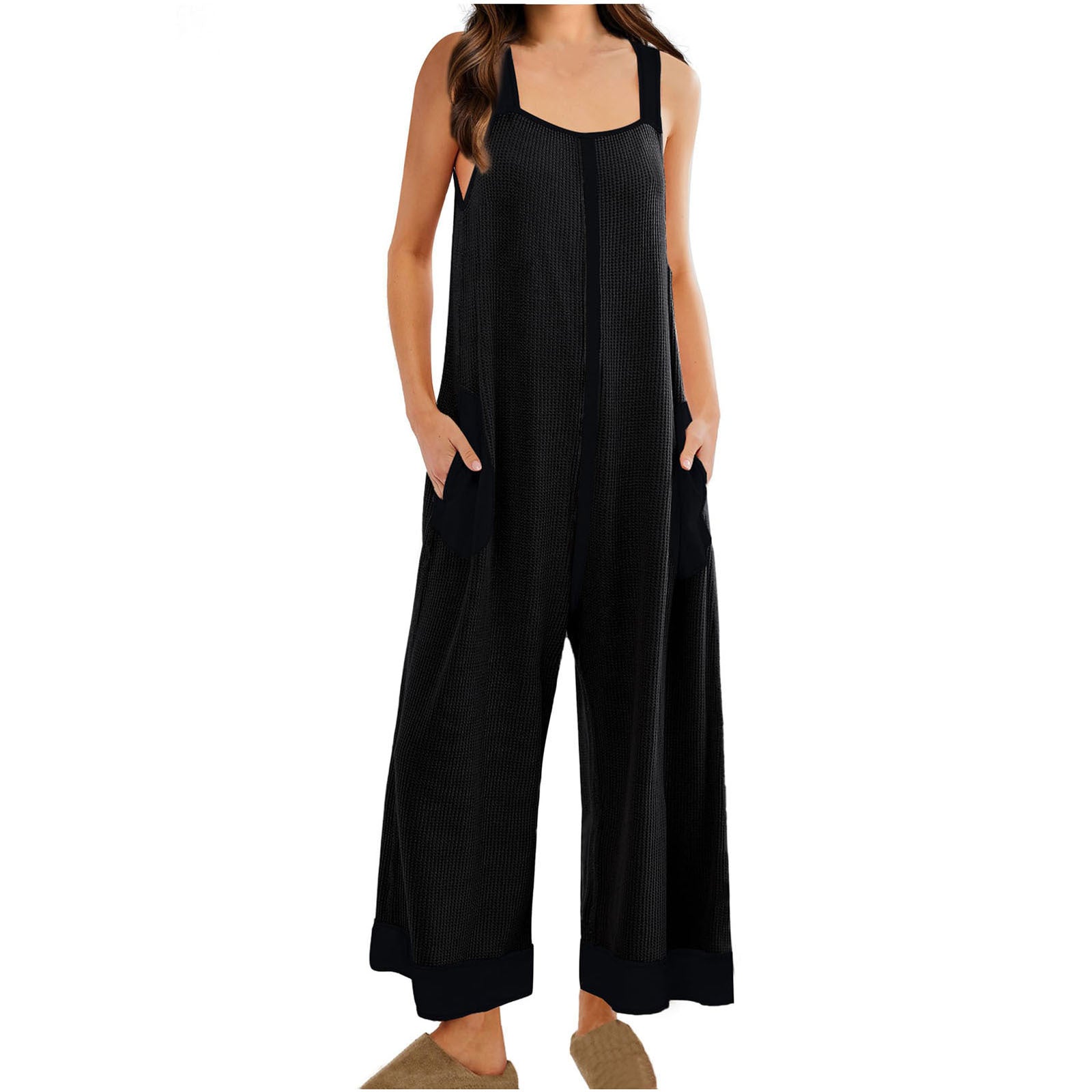Women's Casual Loose Jumpsuit Sleeveless U-neck One-piece