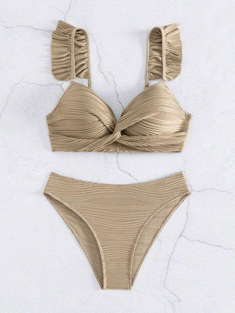 Women's Solid Color Ruffled Bikini in 2 Colors S-XL