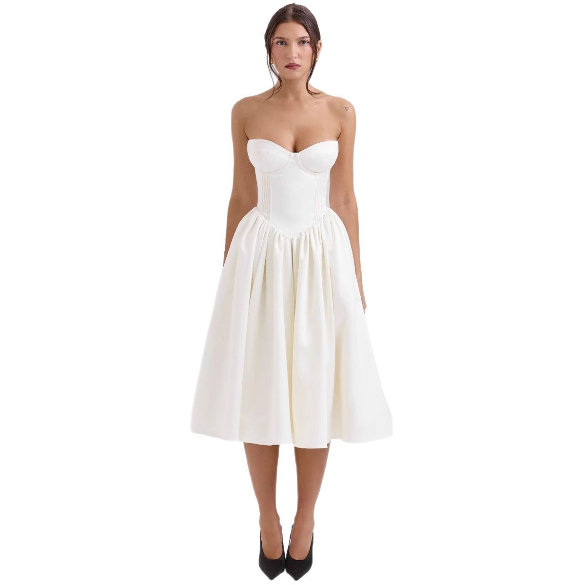 Womens Halter-Neck High-End Backless Midi Dress