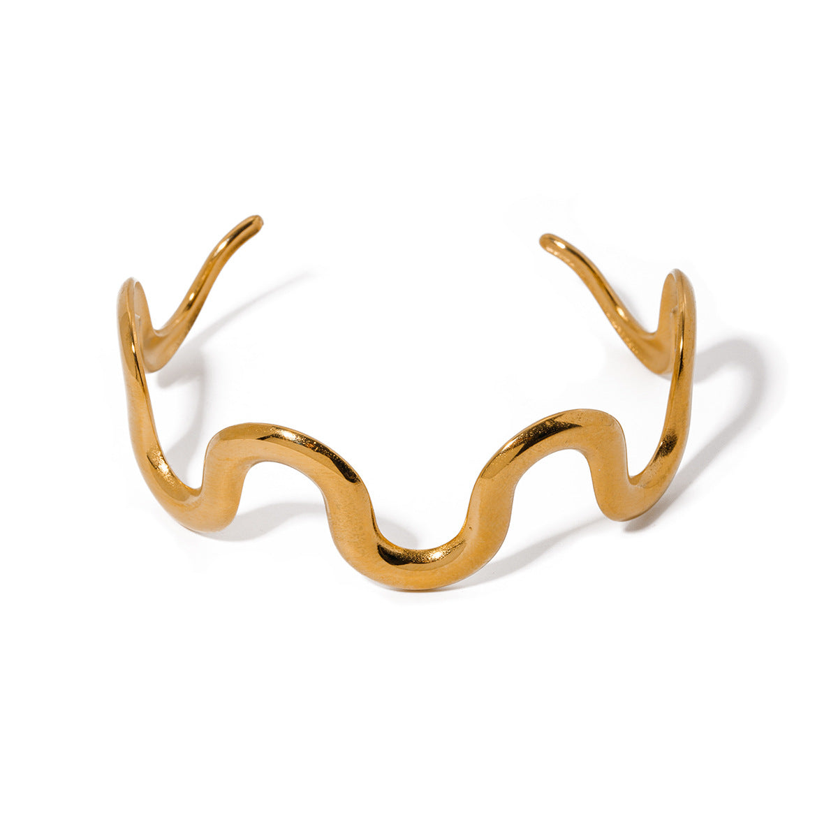 New INS Style Titanium Steel Bracelet For Women, 18K Gold Plated Stainless Steel, Fashion Trend Wavy Bangle Jewelry