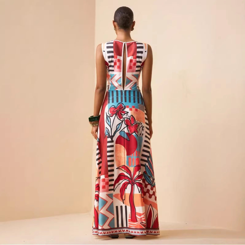 Bohemian-style Tropical Rainforest Print Dress