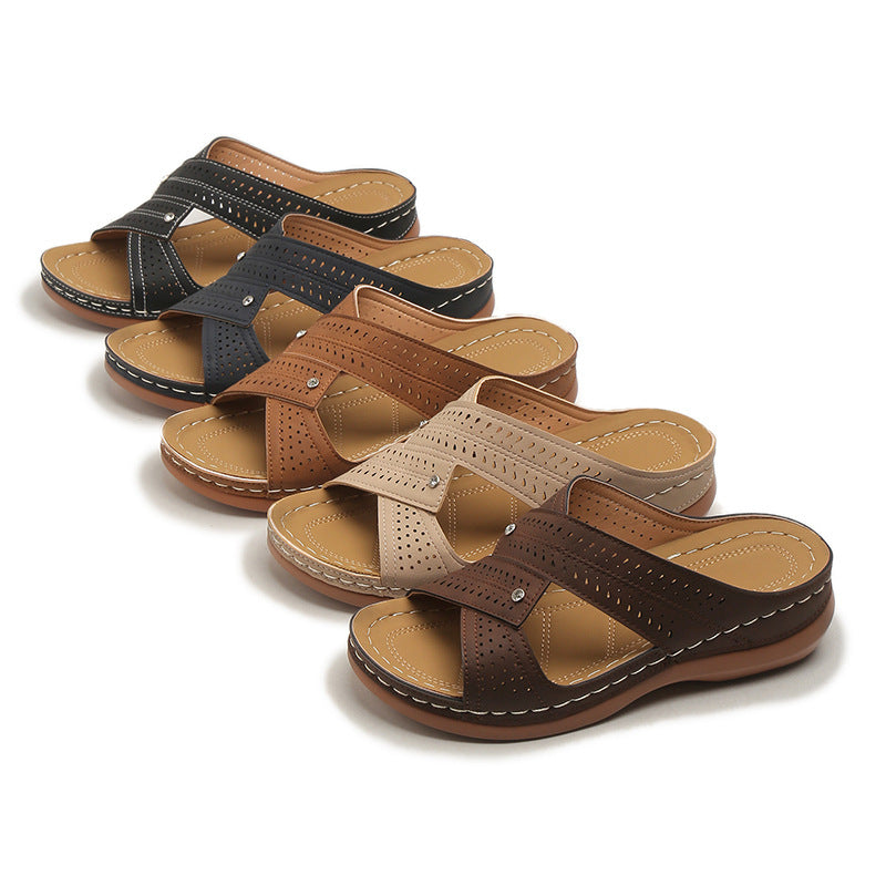 Sandalias casuales con tiras cruzadas para mujer en 5 colores