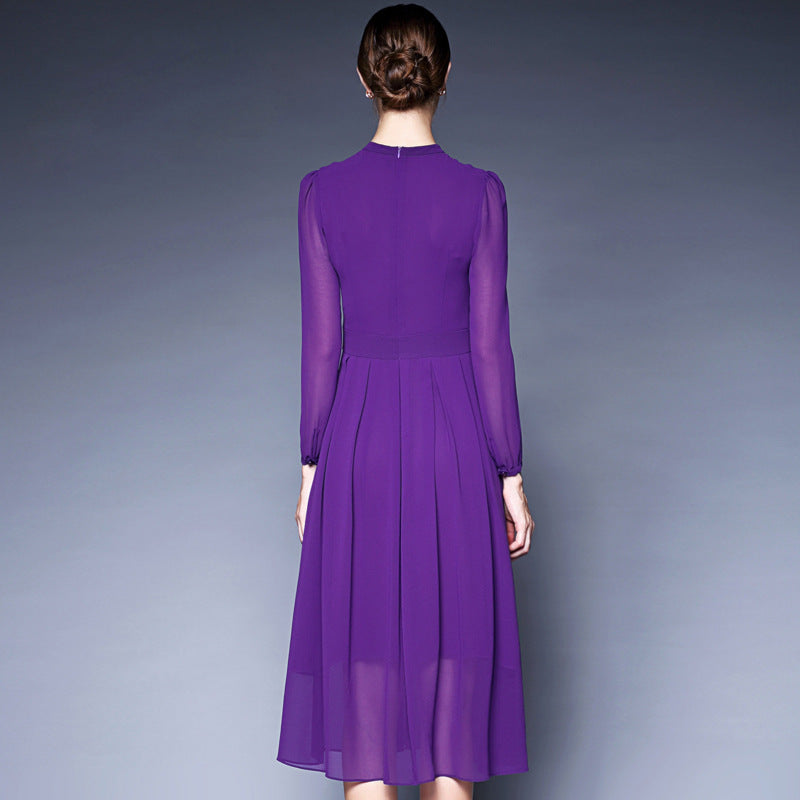 Women's Chiffon Long-sleeved Dress