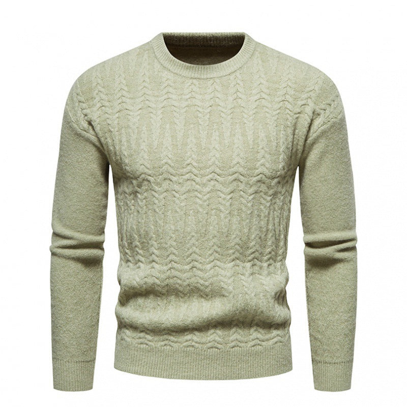 Men's Round Neck Jacquard Pullover Sweater in 8 Colors M-XXL - Wazzi's Wear