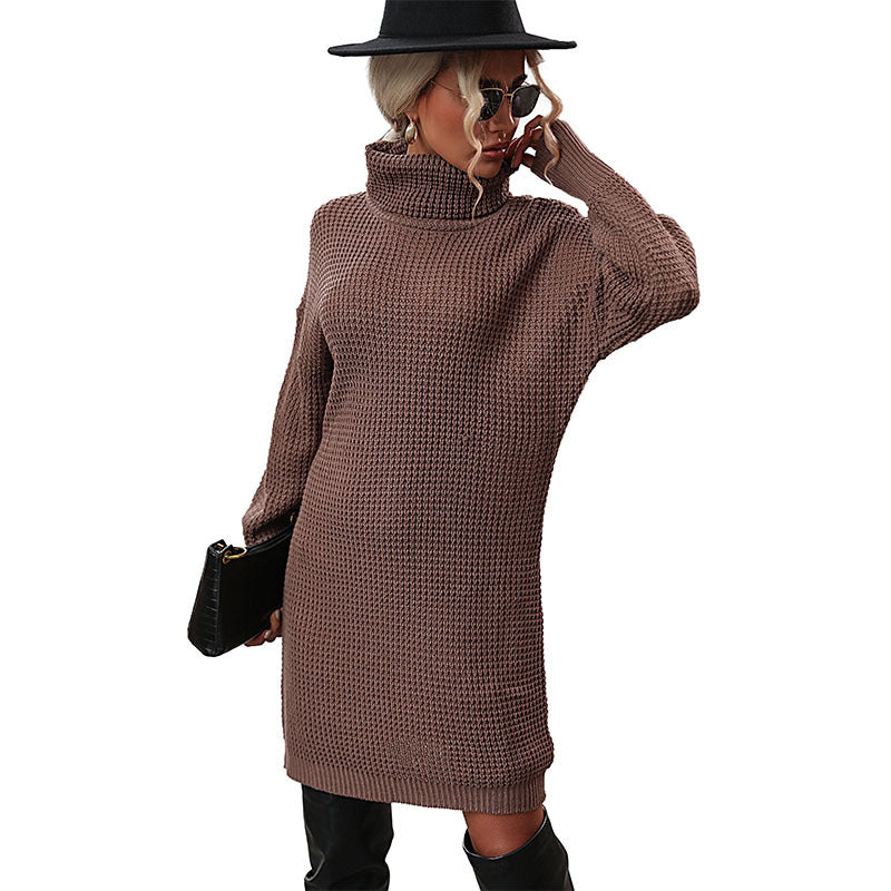 European And American Fashion Women's Wear High Collar Sweater Dress
