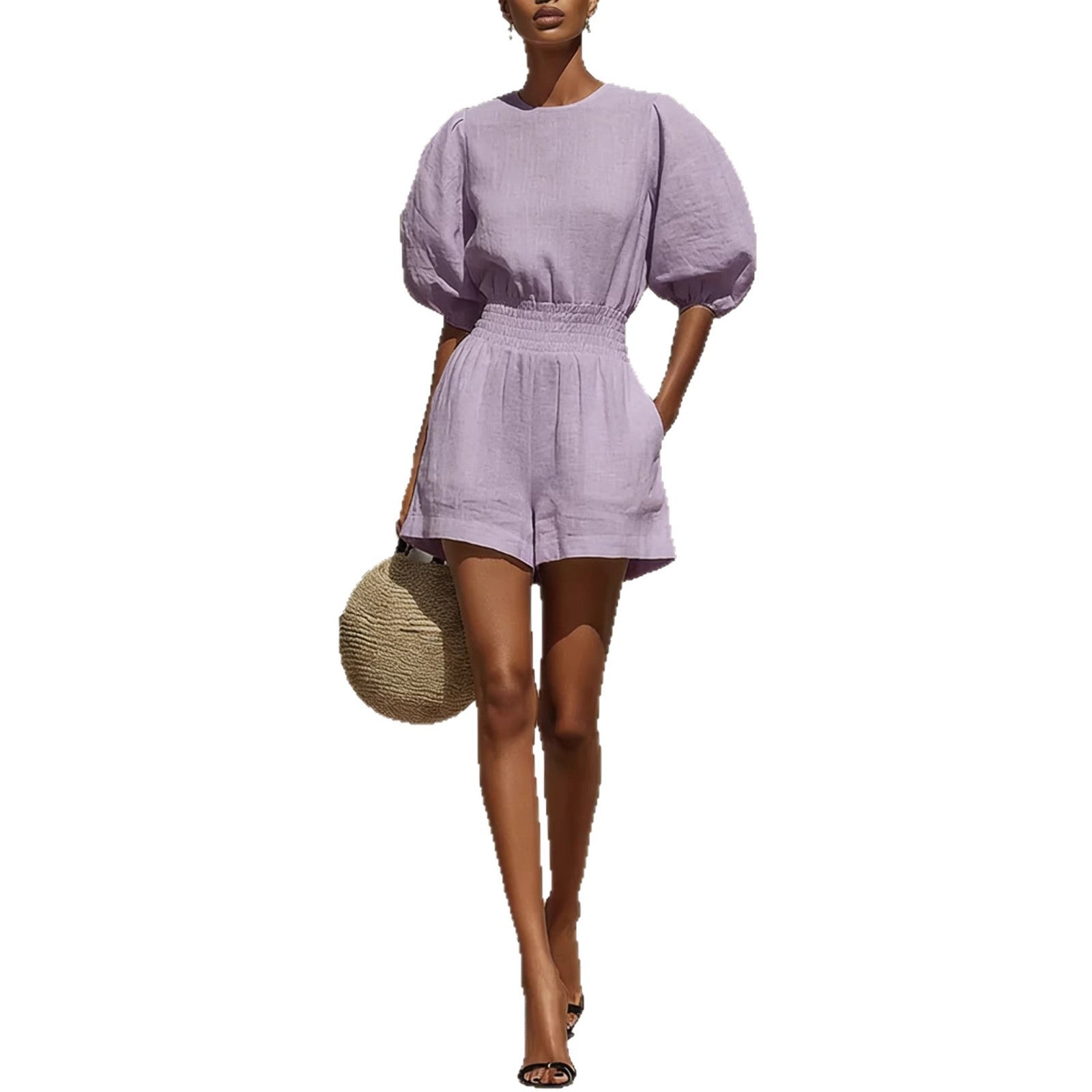 Women's Puff-Sleeve Casual Fashionable Comfortable Set