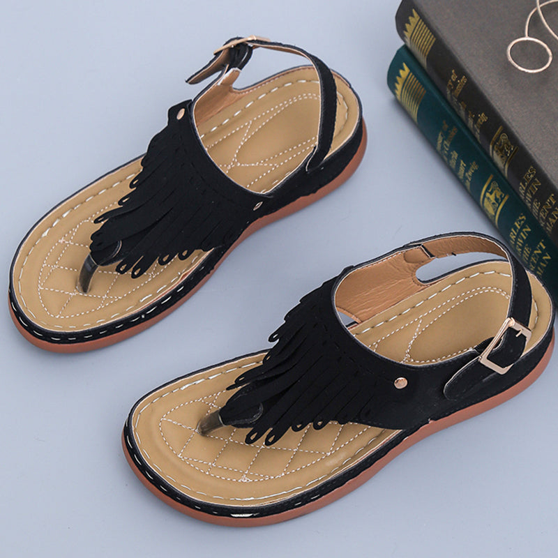 Women's Fringed Roman Thong Sandals in 5 Colors - Wazzi's Wear