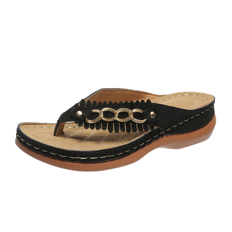 Sandalias Chanclas de Cuña para Mujer con Cadena en 3 Colores