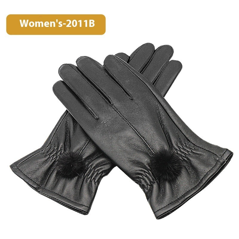 Women's Leather Fleece-Lined Touch Screen Gloves