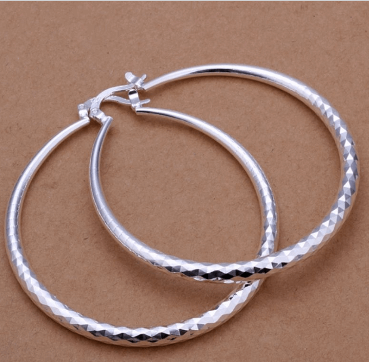 Large Silver-Plated Hoop Earrings - Wazzi's Wear