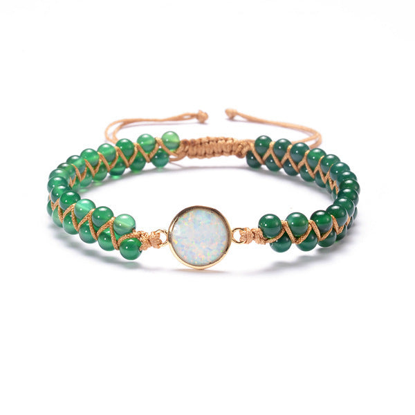 Stone and Opal Braided Bohemian Bracelet in 6 Colors - Wazzi's Wear