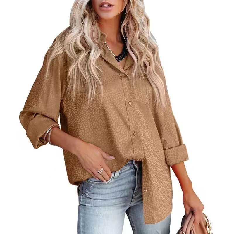 Women's Elegant Leopard Print Long Sleeve Blouse