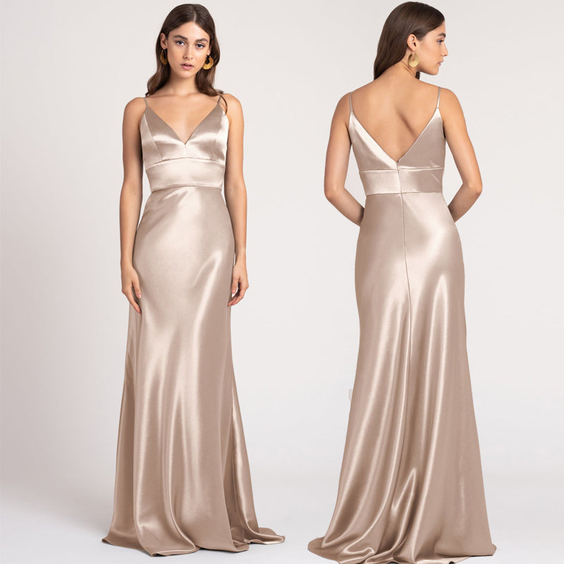 Women’s Satin Sleeveless Bridesmaid Evening Dress in 4 Styles S-L - Wazzi's Wear