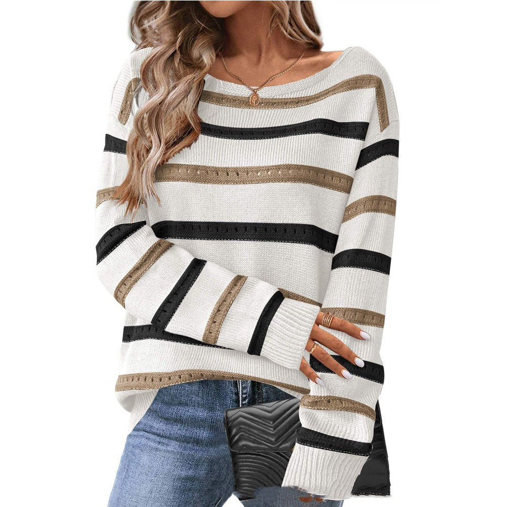 Women’s Boat Neck Knit Long Sleeve Sweater