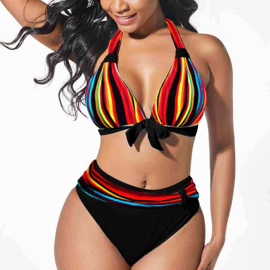 Women's High Waist Halter Neck Bikini in 5 Patterns