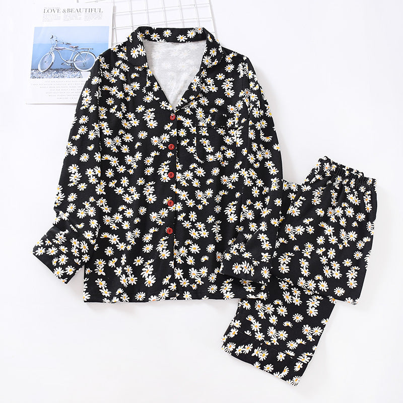 Women’s Cotton Long Sleeve Daisy Pyjama Set in 2 Colors M-XL - Wazzi's Wear