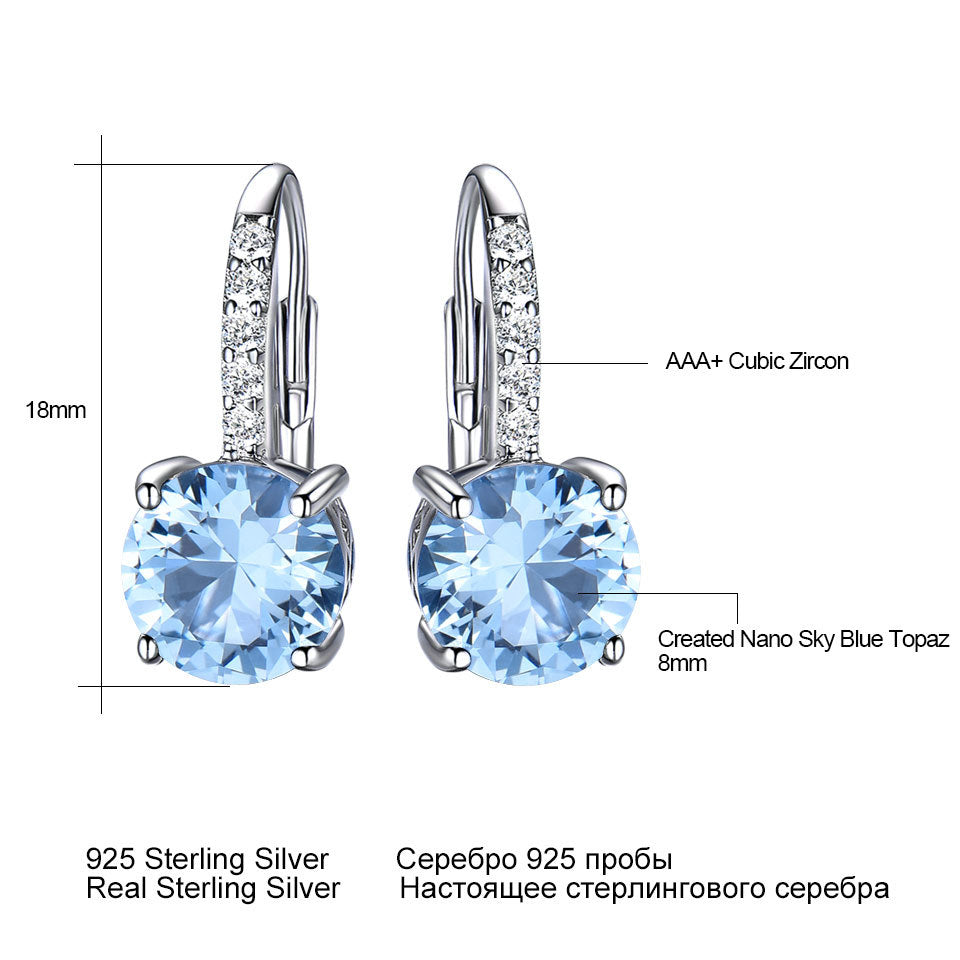 Women’s Sterling Silver Drop Topaz Gemstone And Diamond Earrings in 2 Colors - Wazzi's Wear