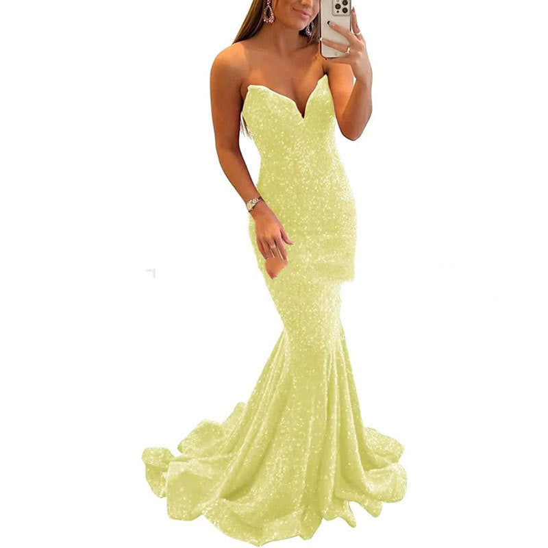 Women’s Sleeveless Sequin Fitted Prom Evening Dress in 7 Colors Sizes 4-24 - Wazzi's Wear