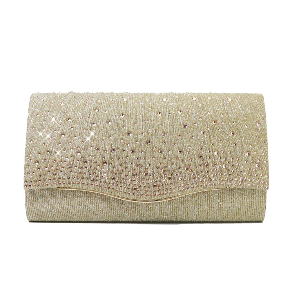 Women's Elegant Rhinestone Clutch with Chain Strap in 3 Colors - Wazzi's Wear