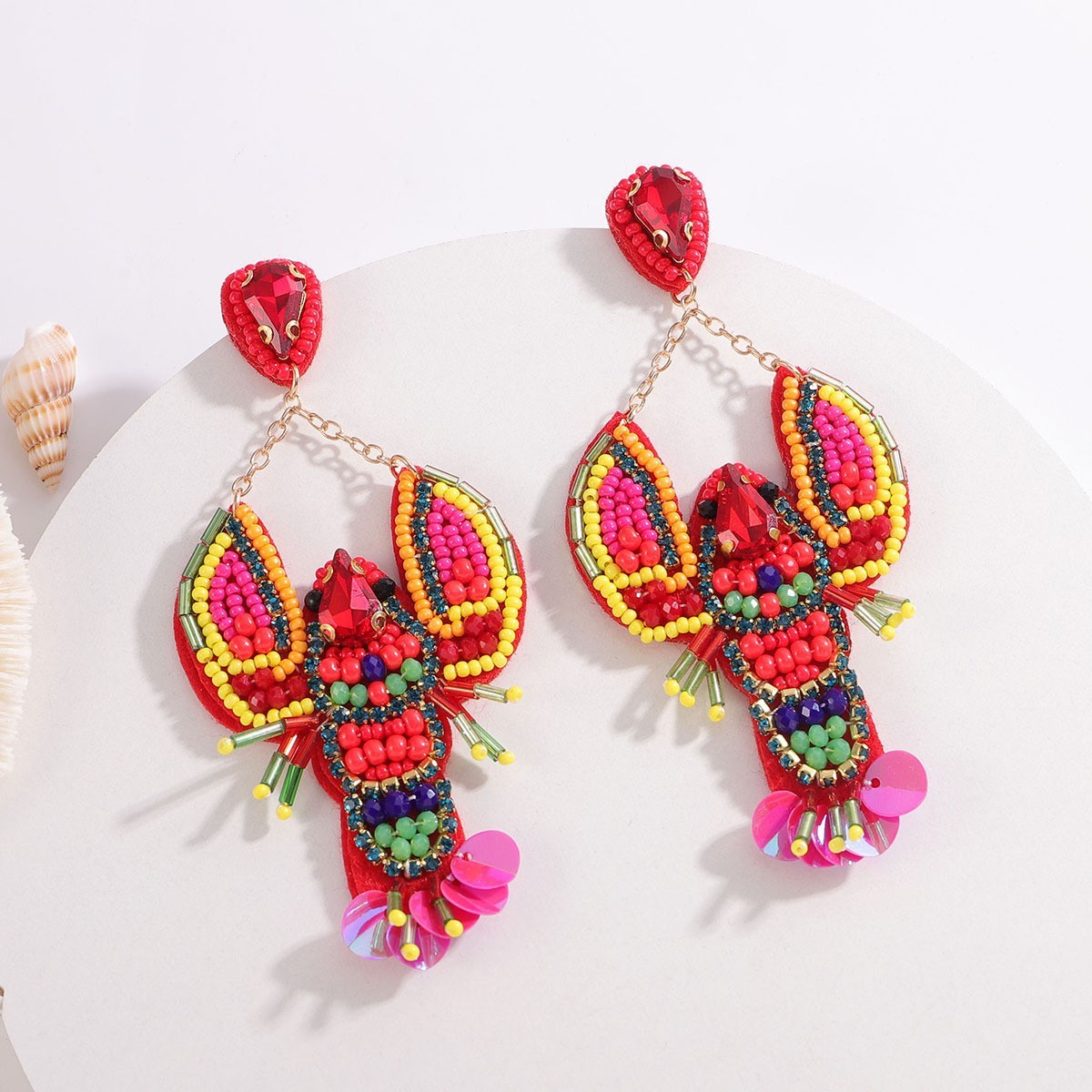 Bead Diamond Turtle Starfish Bird Shell Beaded Earrings