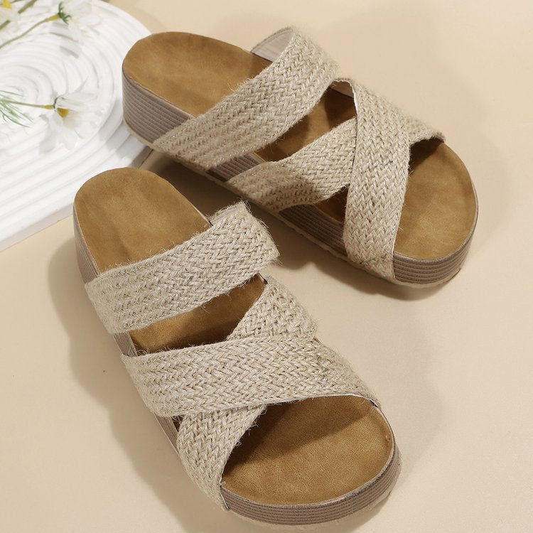 Women’s Woven Cross-Strap Sandals in 6 Colors - Wazzi's Wear