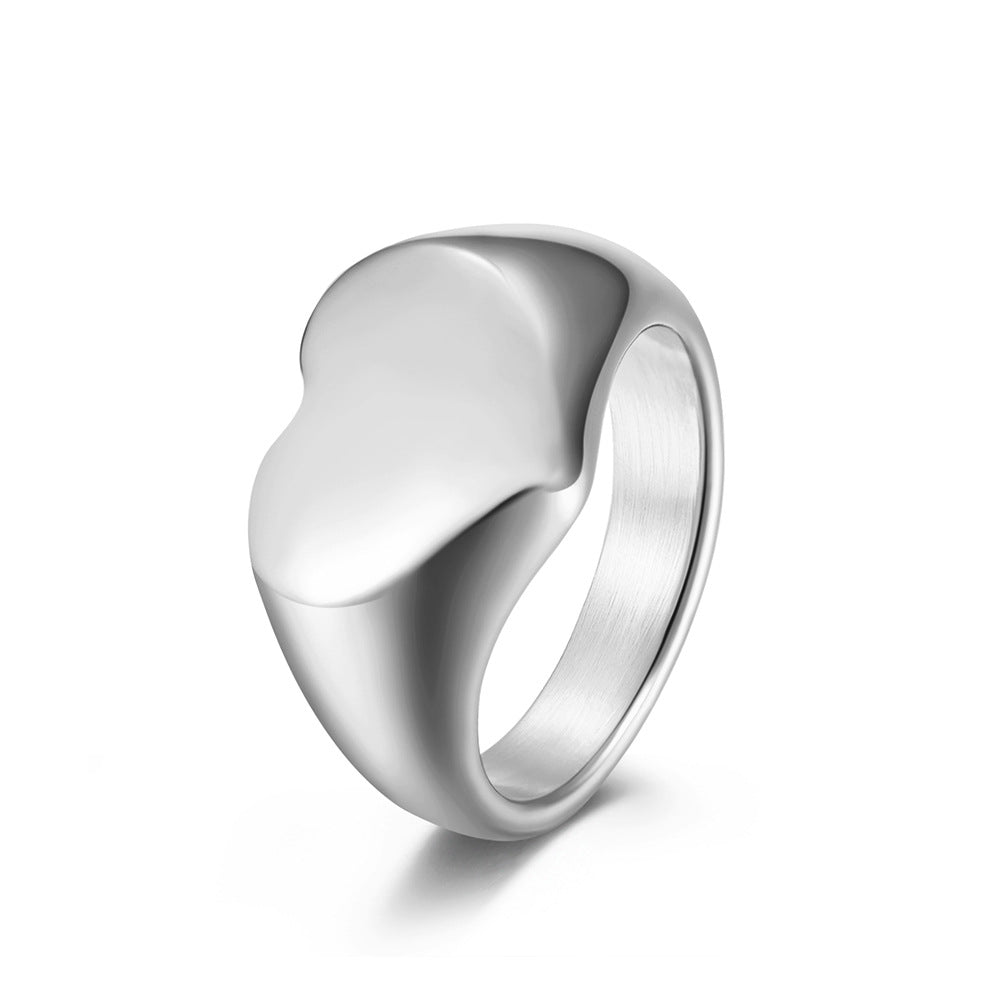 Unisex Titanium Steel Heart Shaped Ring in 2 Colors - Wazzi's Wear