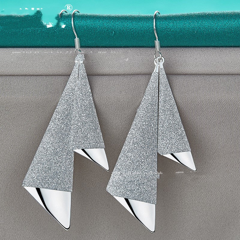 Women’s Long Frosted Silver Earrings - Wazzi's Wear