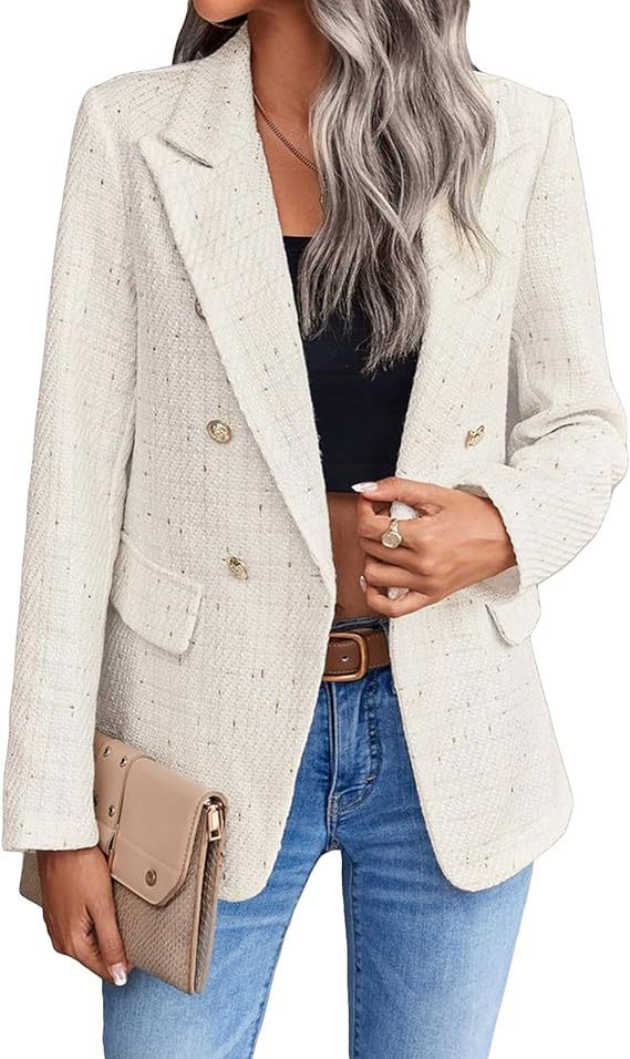 Women's Single-Breasted Tweed Suit Jacket