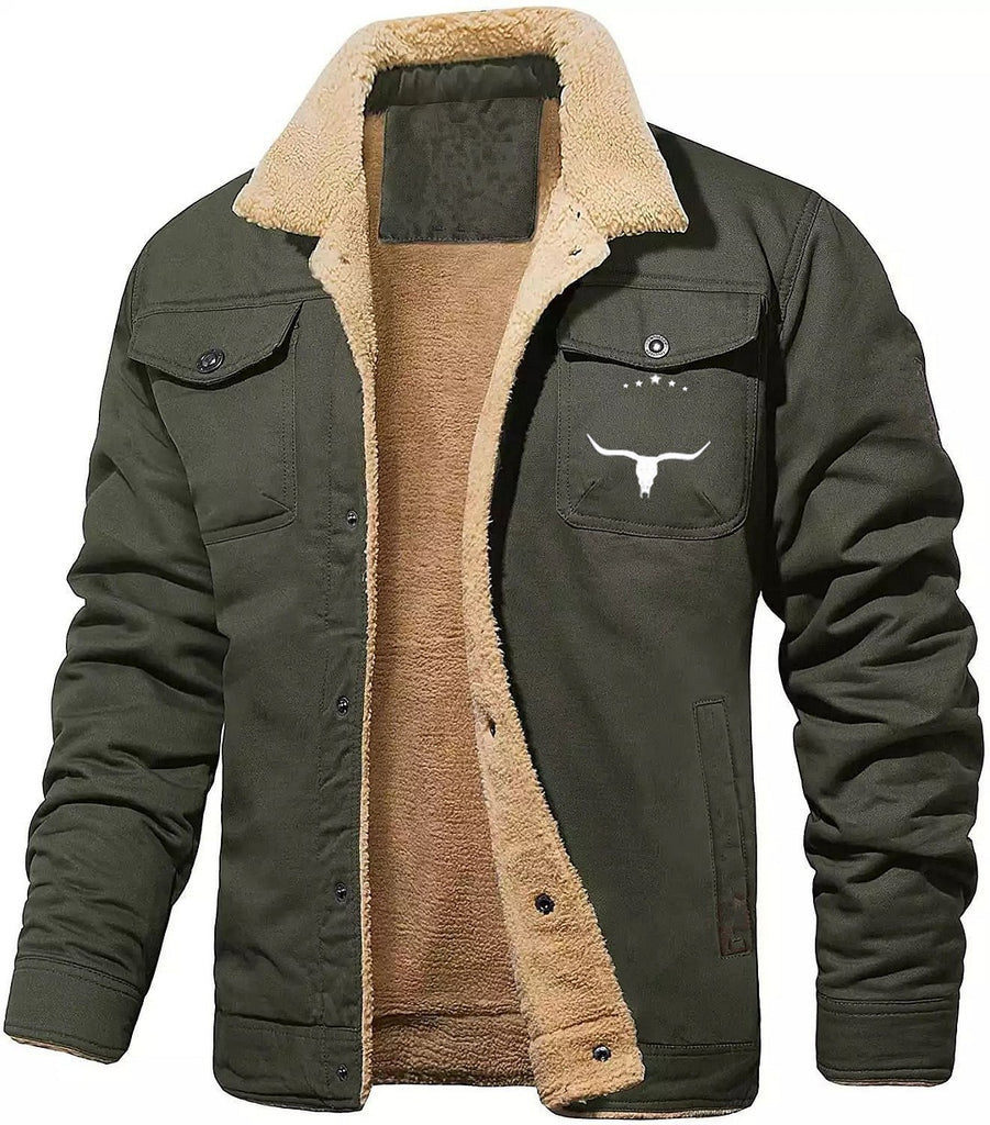 Men's Fleece-Lined Jacket with Collar in 4 Colors S-5XL - Wazzi's Wear