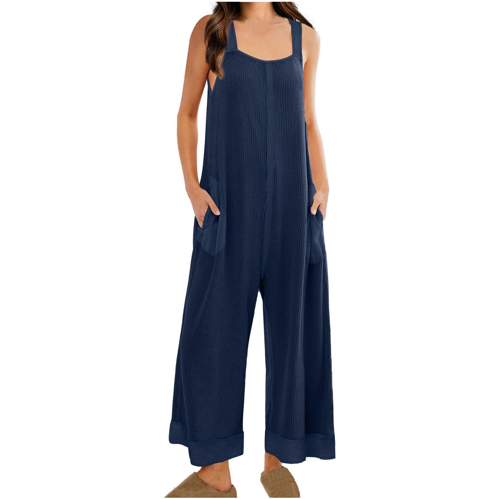 Women's Casual Loose Jumpsuit Sleeveless U-neck One-piece