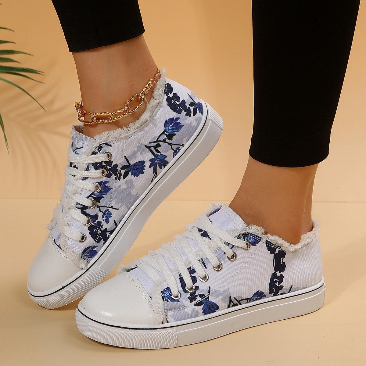 Women’s Casual Flat Floral Canvas Sneakers in 5 Colors - Wazzi's Wear