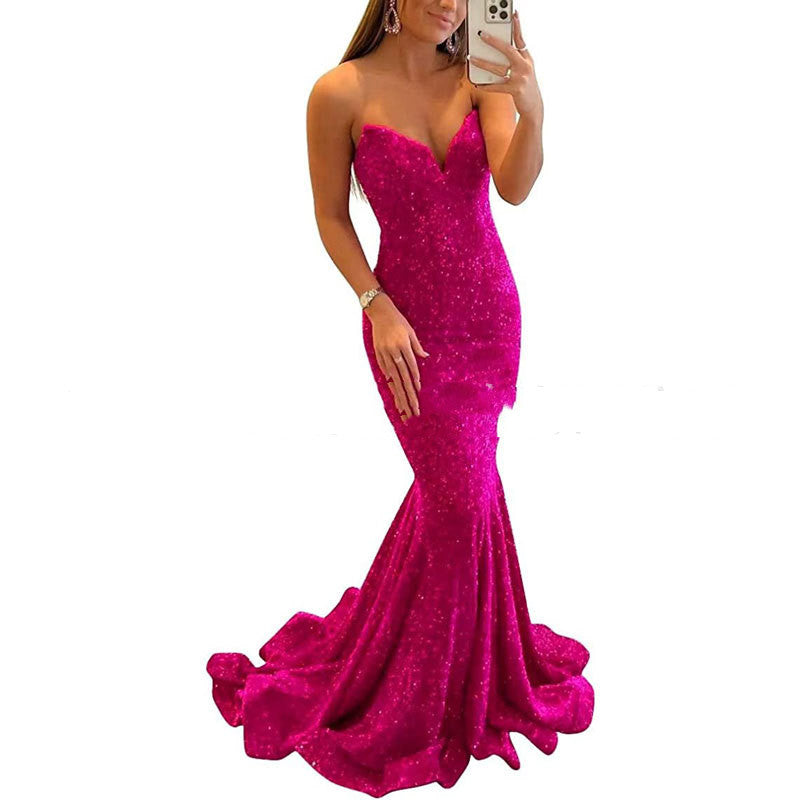Women’s Sleeveless Sequin Fitted Prom Evening Dress in 7 Colors Sizes 4-24 - Wazzi's Wear
