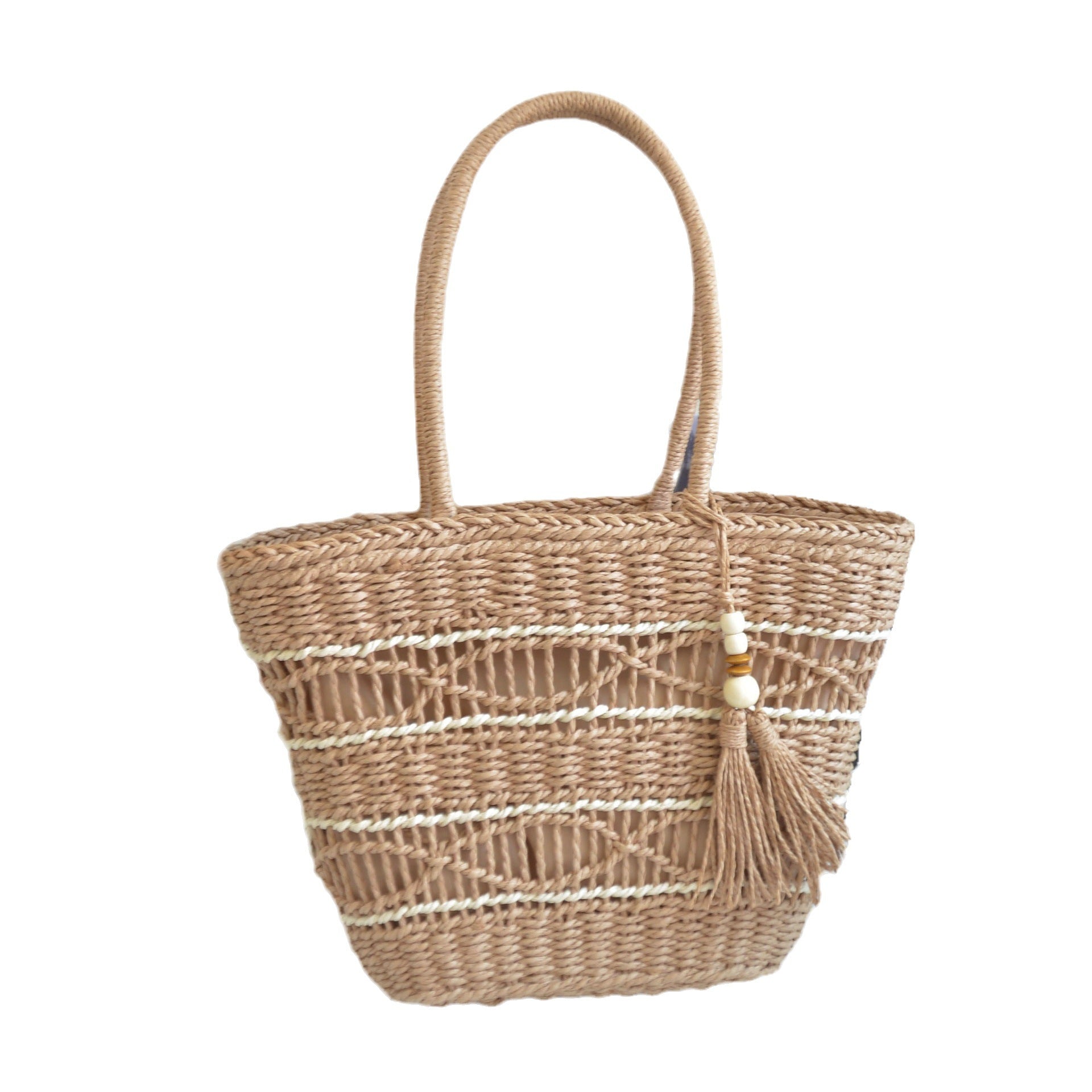 Women’s Woven Straw Hand Bag with Tassel in 2 Colors - Wazzi's Wear