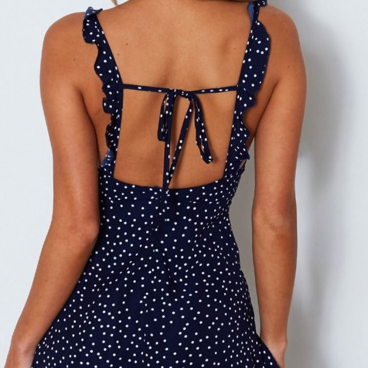 Women’s Polka Dot Mini Sundress with Spaghetti Straps in 5 Colors S-5XL - Wazzi's Wear