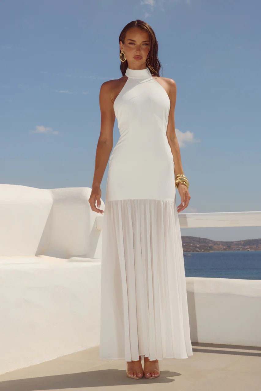 Flowing Resort-style Patchwork Maxi Dress, Fairy-like Gown