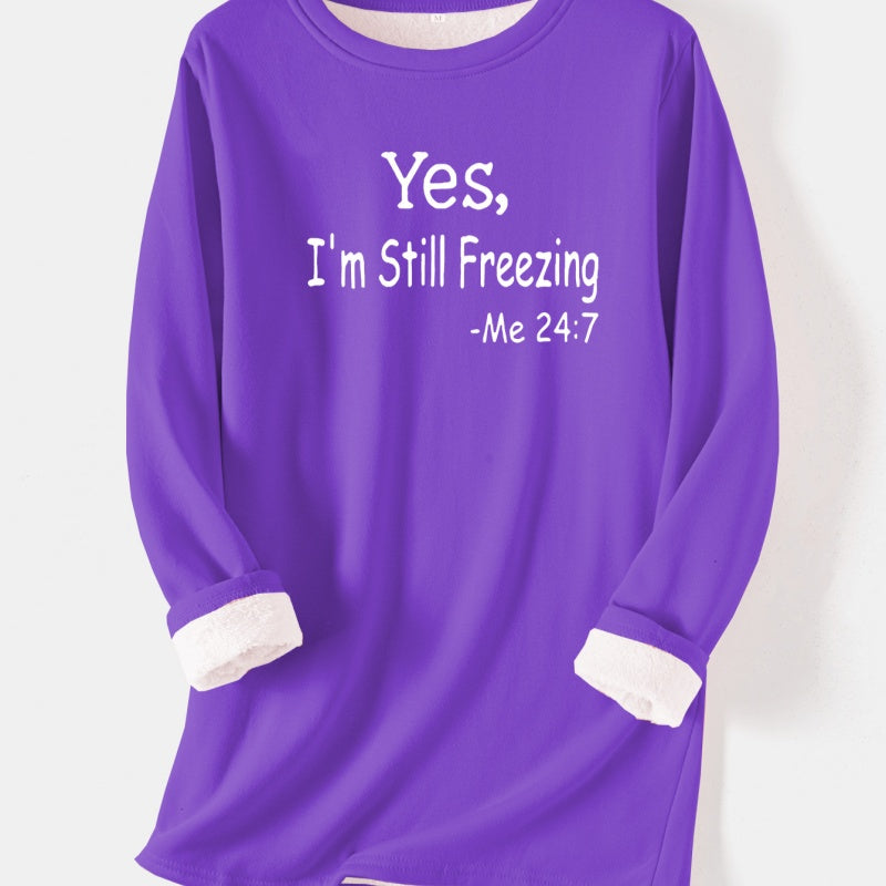 Women's I’m Still Freezing Long Sleeve Fleece Nightdress in 12 Colors S-5XL - Wazzi's Wear