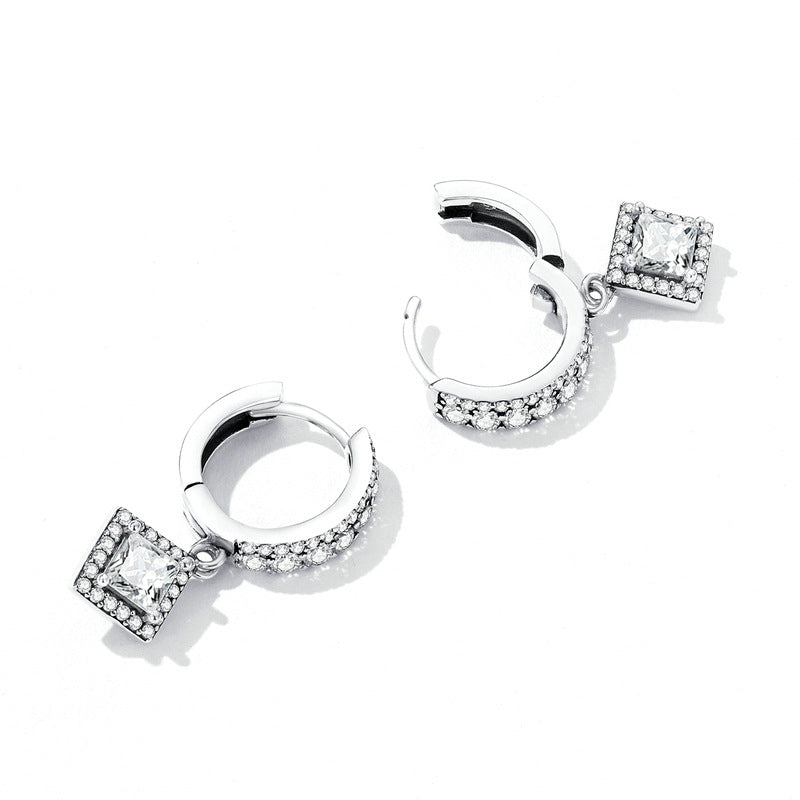 Women’s Silver and Zircon Sparkly Drop Earrings - Wazzi's Wear